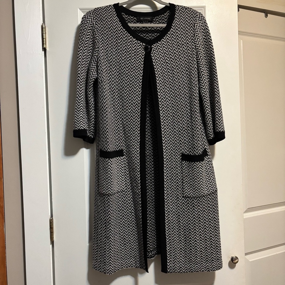 St. John Black and White Knit Cardigan